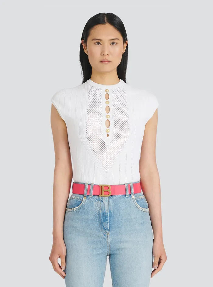 Balmain Belts Womens Leather BBelt Pink Balmain Belts Womens Leather BBelt Pink