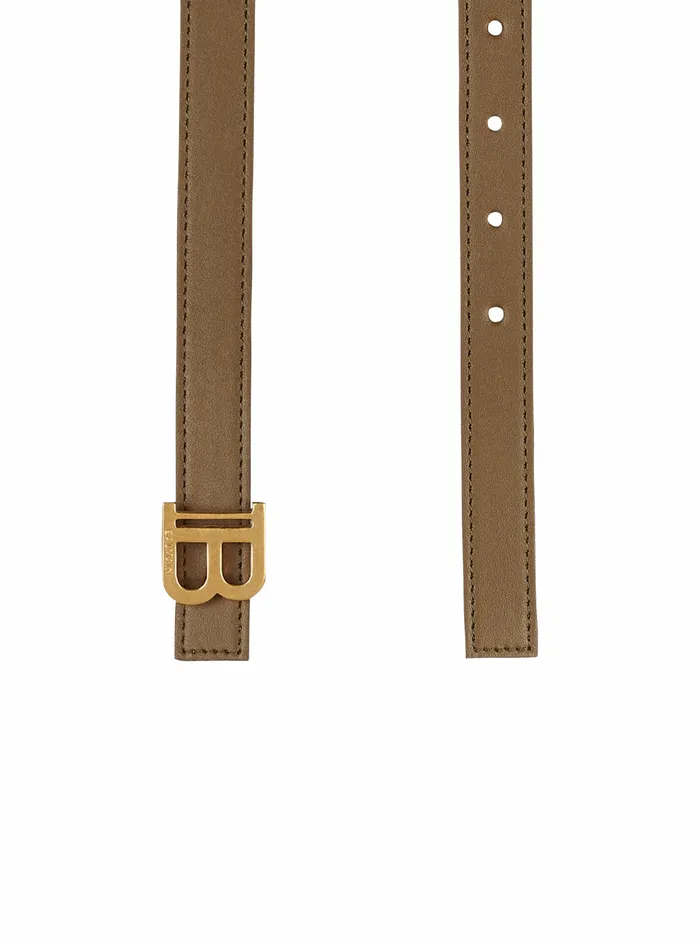 Balmain Belts Womens Smooth Leather BBelt Belt Khaki Balmain Belts Womens Smooth Leather BBelt Belt Khaki