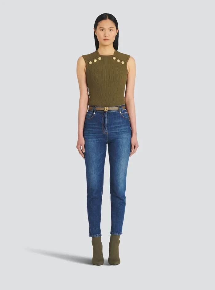 Balmain Belts Womens Smooth Leather BBelt Belt Khaki Balmain Belts Womens Smooth Leather BBelt Belt Khaki