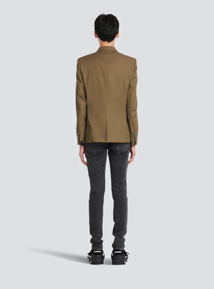 Balmain Blazers Mens Cotton Blazer With DoubleBreasted SilverTone Buttoned Fastening Khaki Balmain Blazers Mens Cotton Blazer With DoubleBreasted SilverTone Buttoned Fastening Khaki