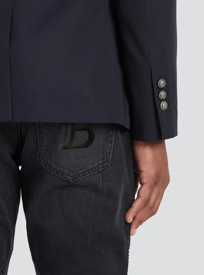 Balmain Blazers Mens Cotton Blazer With DoubleBreasted SilverTone Buttoned Fastening Navy Balmain Blazers Mens Cotton Blazer With DoubleBreasted SilverTone Buttoned Fastening Navy