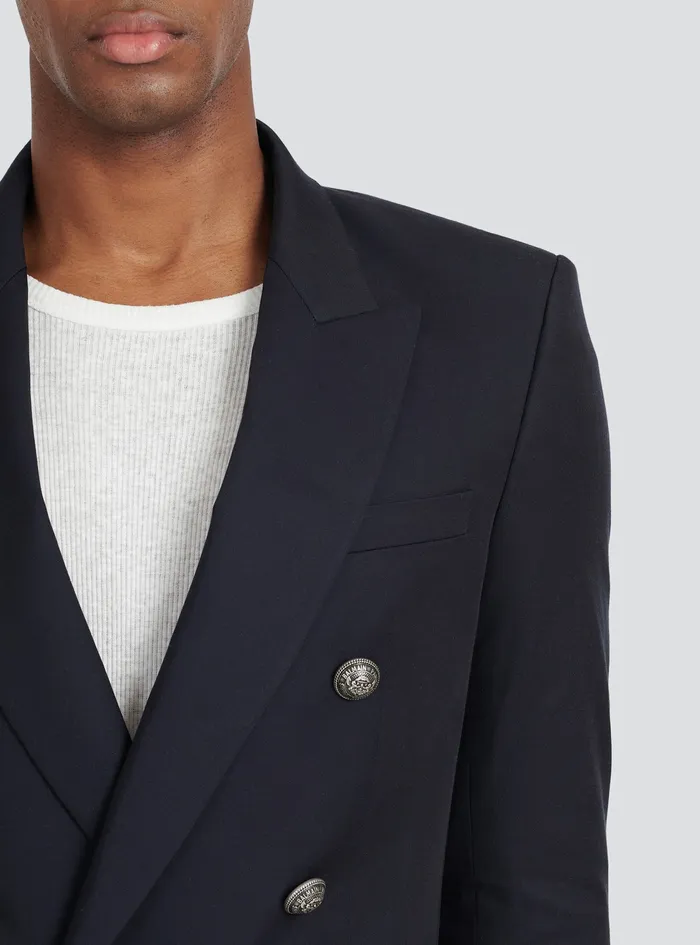 Balmain Blazers Mens Cotton Blazer With DoubleBreasted SilverTone Buttoned Fastening Navy Balmain Blazers Mens Cotton Blazer With DoubleBreasted SilverTone Buttoned Fastening Navy