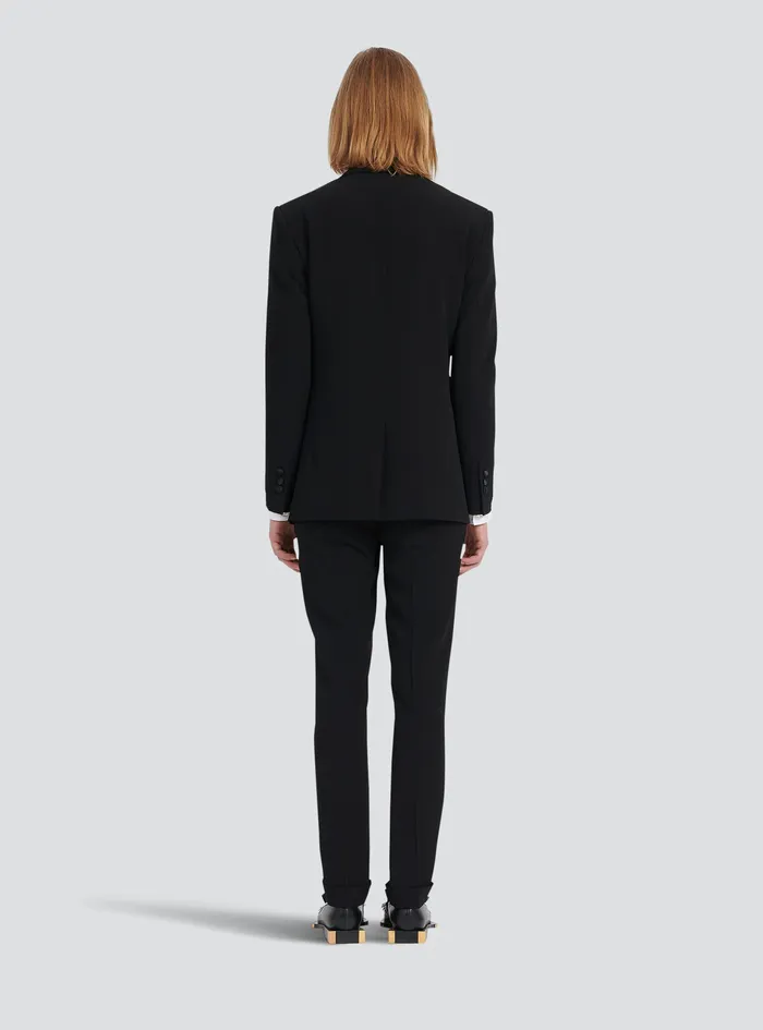Balmain Blazers Mens Crepe Blazer With Satin Collar Black Balmain Blazers Mens Crepe Blazer With Satin Collar Black