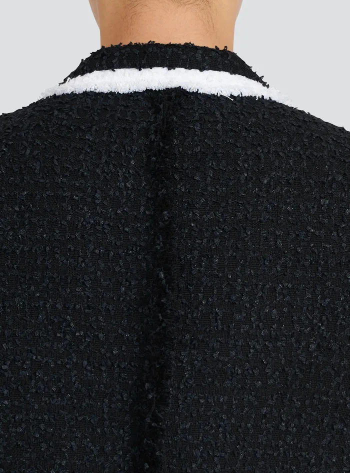 Balmain Blazers Mens Tweed Blazer With Embroidered Balmain Logo Black Balmain Blazers Mens Tweed Blazer With Embroidered Balmain Logo Black