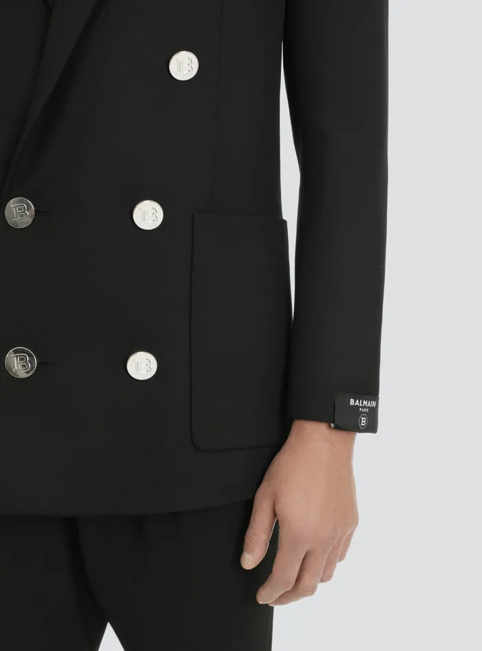 Balmain Blazers Mens Twill Blazer With DoubleBreasted SilverTone Buttoned Fastening Black Balmain Blazers Mens Twill Blazer With DoubleBreasted SilverTone Buttoned Fastening Black