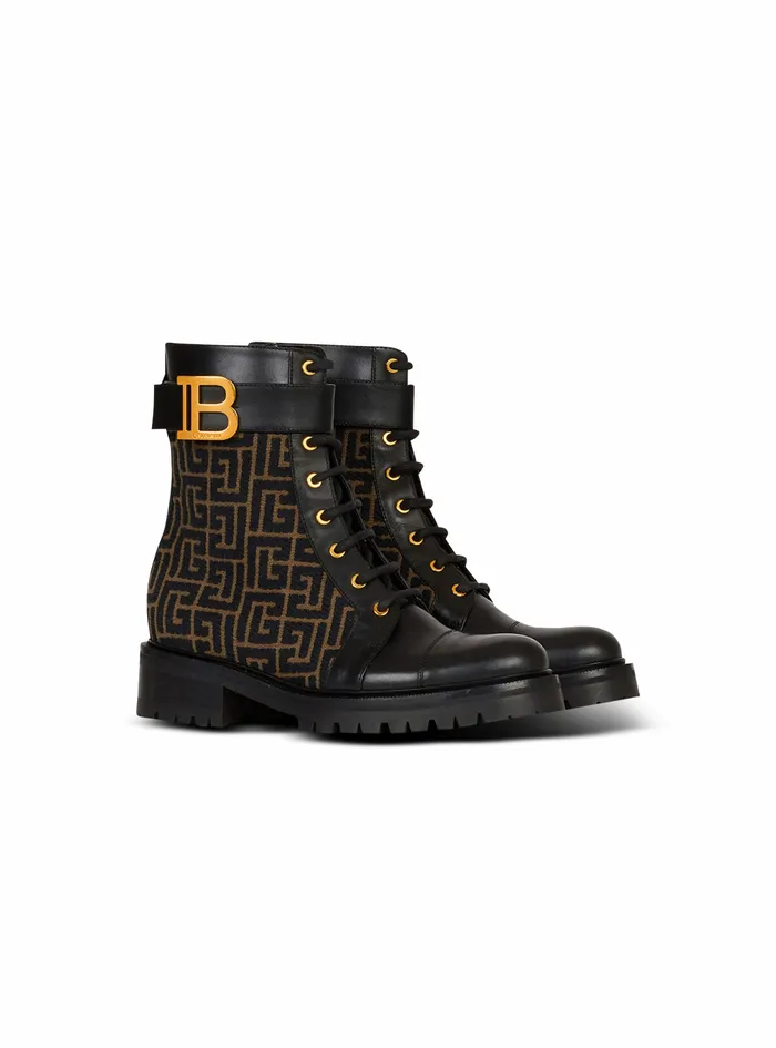 Balmain Boots And Rangers Womens Bicolor Jacquard Ranger Romy Ankle Boots Khaki Balmain Boots And Rangers Womens Bicolor Jacquard Ranger Romy Ankle Boots Khaki