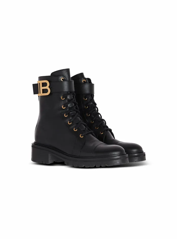 Balmain Boots And Rangers Womens Leather Ranger Romy Ankle Boots Black