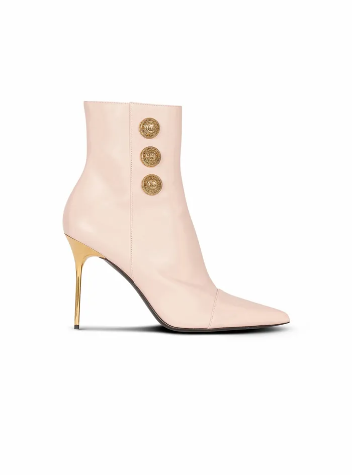 Balmain Boots And Rangers Womens Leather Roni Ankle Boots Pink