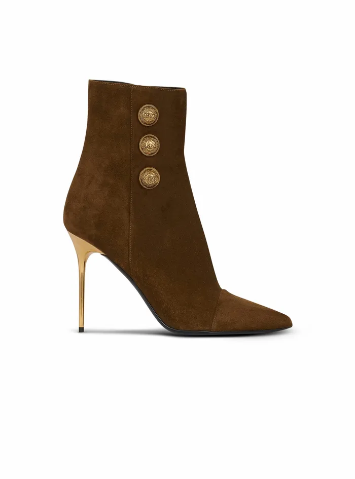 Balmain Boots And Rangers Womens Suede Roni Ankle Boots Khaki