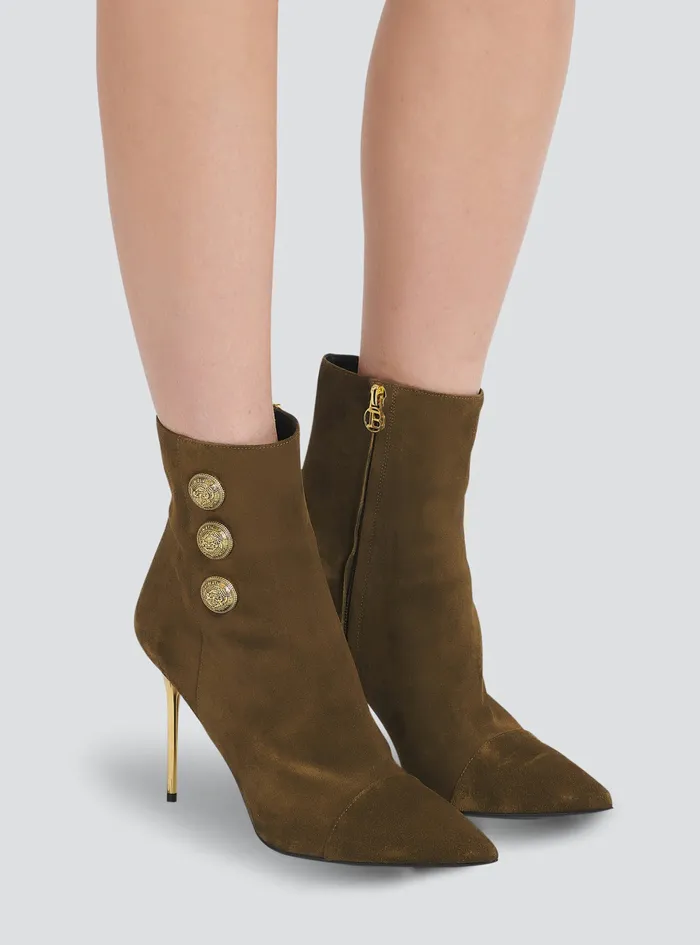 Balmain Boots And Rangers Womens Suede Roni Ankle Boots Khaki Balmain Boots And Rangers Womens Suede Roni Ankle Boots Khaki