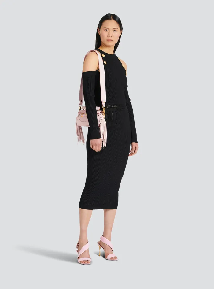 Balmain Dresses Womens MidLength Knit Dress Black Balmain Dresses Womens MidLength Knit Dress Black