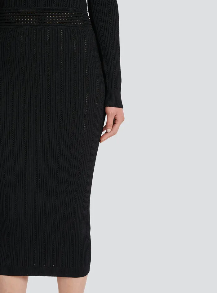 Balmain Dresses Womens MidLength Knit Dress Black Balmain Dresses Womens MidLength Knit Dress Black