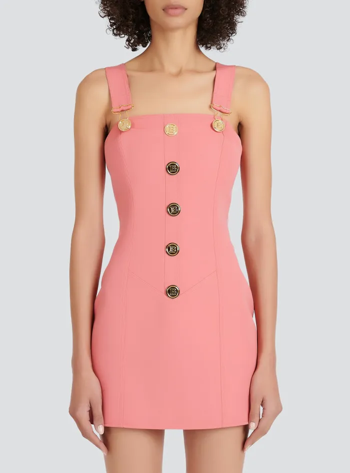 Balmain Dresses Womens Short Buttoned Dress Pink Balmain Dresses Womens Short Buttoned Dress Pink