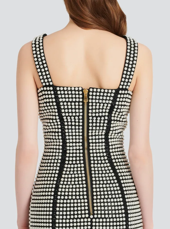 Balmain Dresses Womens Short Dress Withbead Embroidery Black Balmain Dresses Womens Short Dress Withbead Embroidery Black