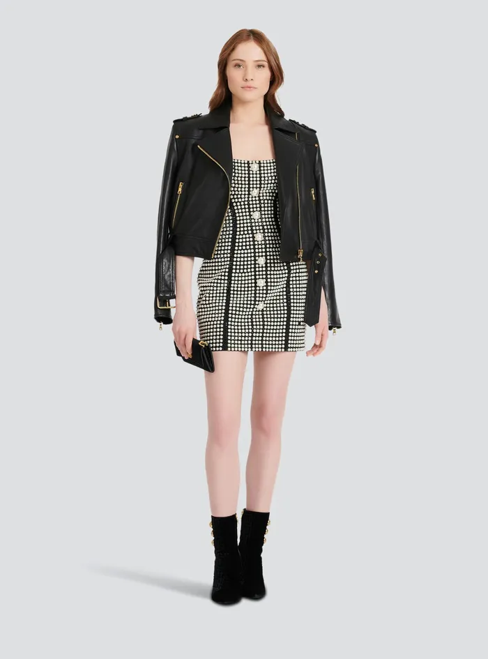 Balmain Dresses Womens Short Dress Withbead Embroidery Black Balmain Dresses Womens Short Dress Withbead Embroidery Black