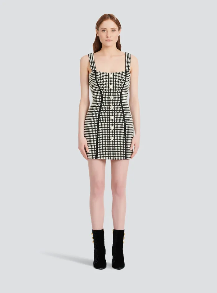 Balmain Dresses Womens Short Dress Withbead Embroidery Black Balmain Dresses Womens Short Dress Withbead Embroidery Black