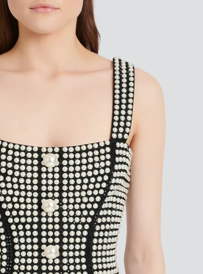 Balmain Dresses Womens Short Dress Withbead Embroidery Black Balmain Dresses Womens Short Dress Withbead Embroidery Black