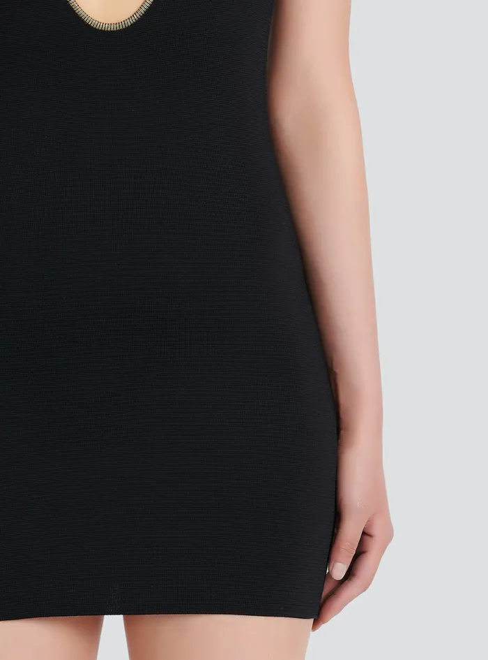 Balmain Dresses Womens Short Knit Dress Black Balmain Dresses Womens Short Knit Dress Black