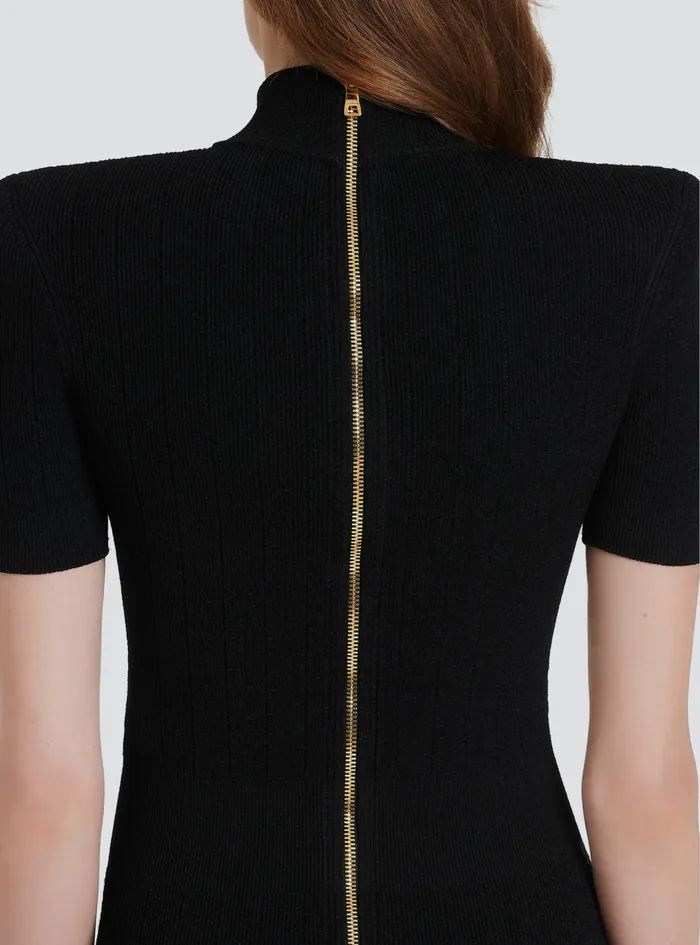 Balmain Dresses Womens Short Knit Dress Black Balmain Dresses Womens Short Knit Dress Black
