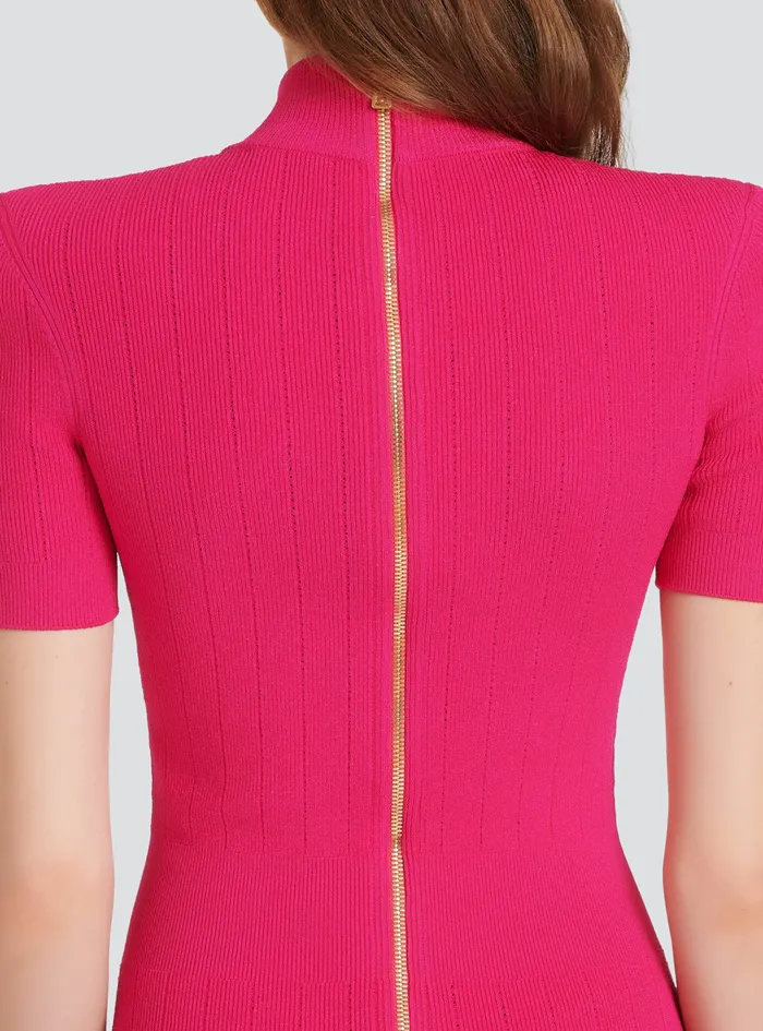 Balmain Dresses Womens Short Knit Dress Pink Balmain Dresses Womens Short Knit Dress Pink