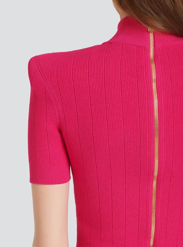 Balmain Dresses Womens Short Knit Dress Pink Balmain Dresses Womens Short Knit Dress Pink