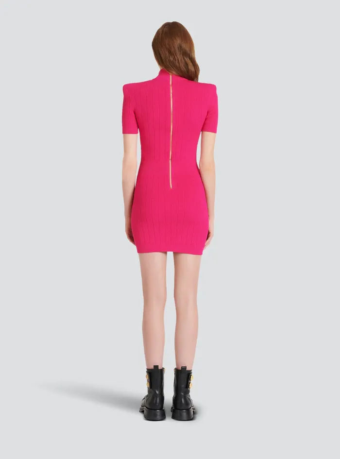 Balmain Dresses Womens Short Knit Dress Pink Balmain Dresses Womens Short Knit Dress Pink