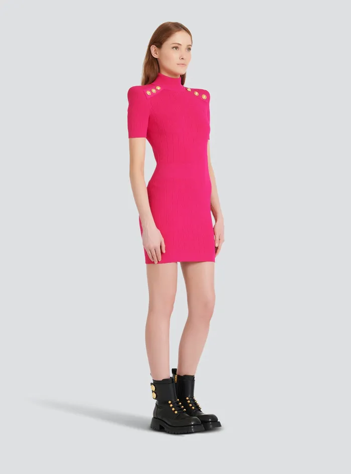 Balmain Dresses Womens Short Knit Dress Pink Balmain Dresses Womens Short Knit Dress Pink