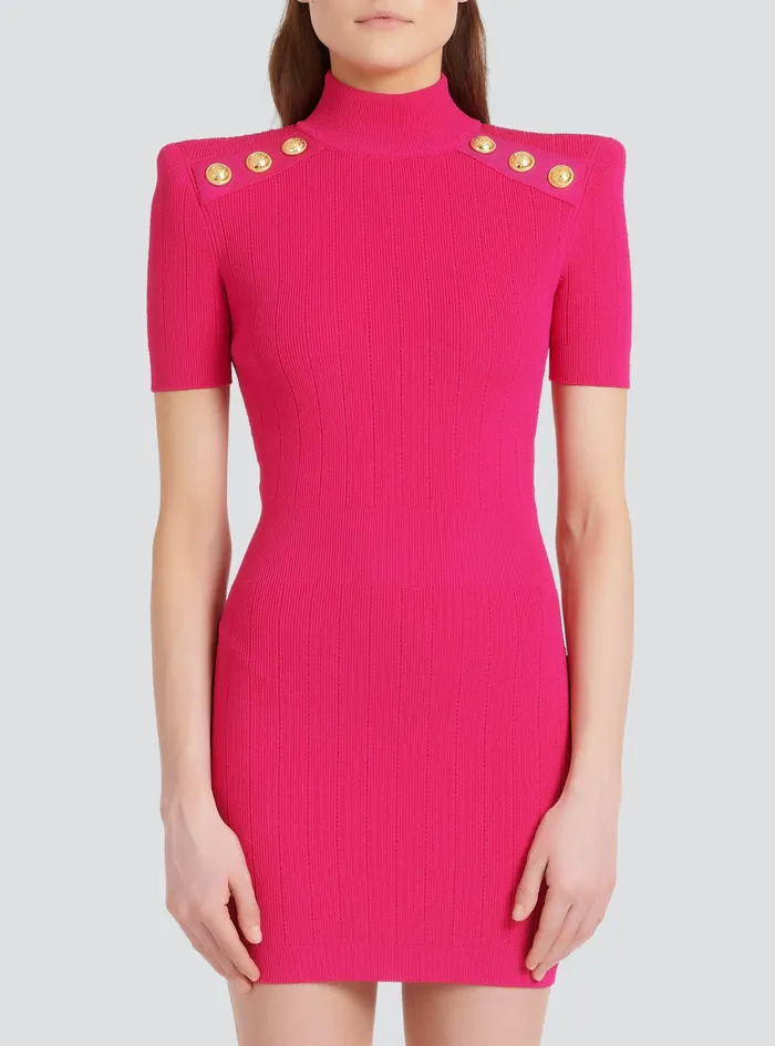 Balmain Dresses Womens Short Knit Dress Pink Balmain Dresses Womens Short Knit Dress Pink