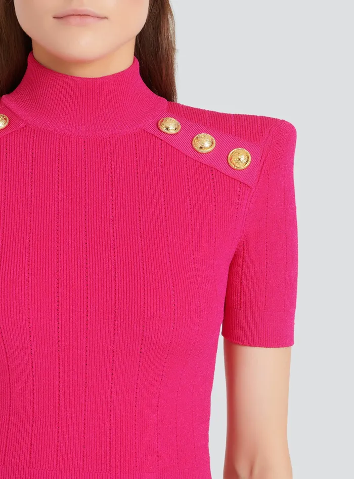 Balmain Dresses Womens Short Knit Dress Pink Balmain Dresses Womens Short Knit Dress Pink