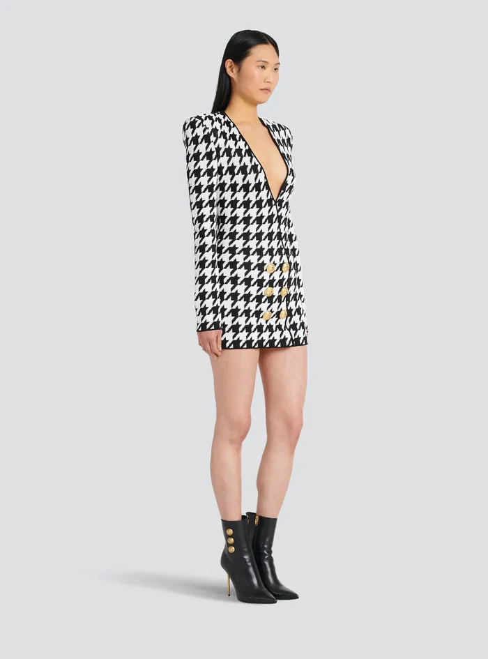 Balmain Dresses Womens Short Knit Dress With GoldTone Buttons Black