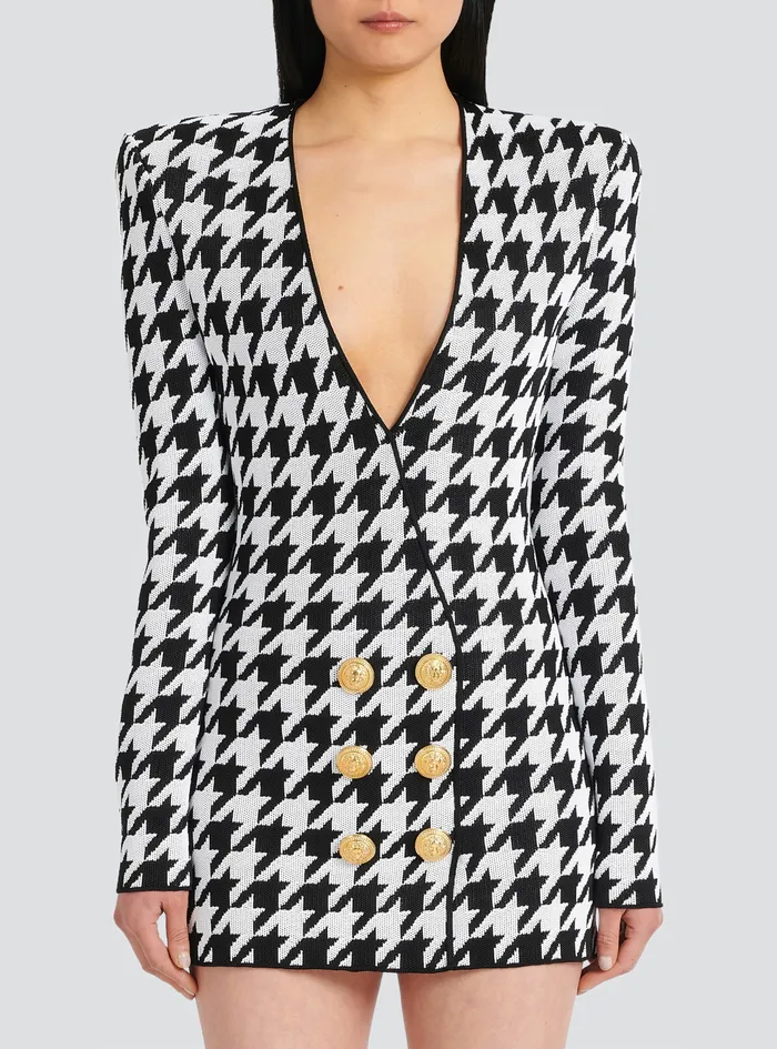 Balmain Dresses Womens Short Knit Dress With GoldTone Buttons Black