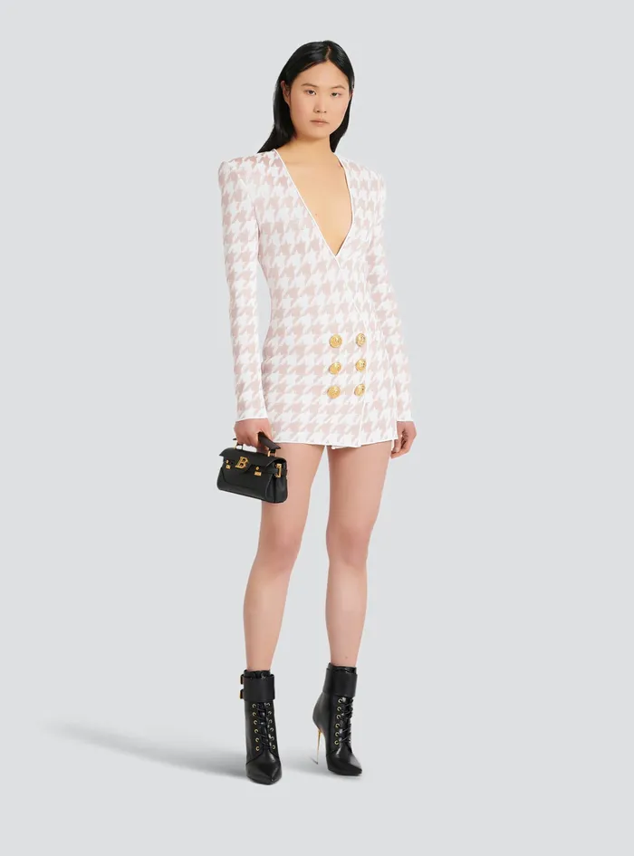 Balmain Dresses Womens Short Tweed Dress With GoldTone Buttons Pink Balmain Dresses Womens Short Tweed Dress With GoldTone Buttons Pink