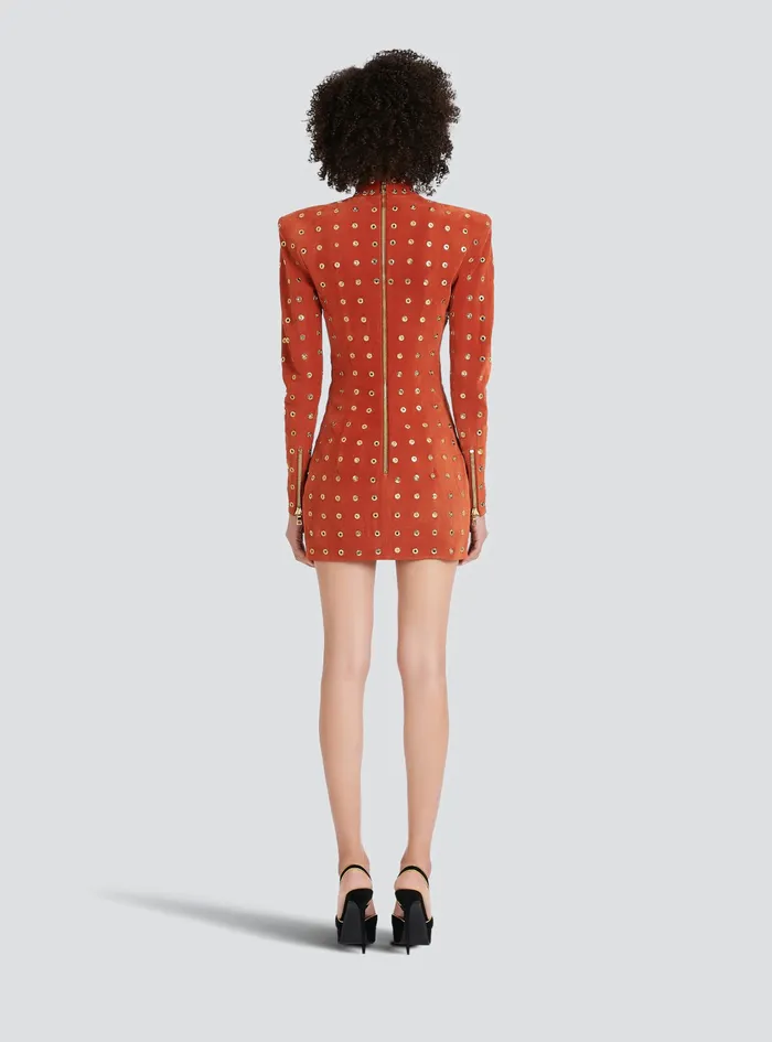 Balmain Dresses Womens X Netflix Short Suede Dress Brown Balmain Dresses Womens X Netflix Short Suede Dress Brown