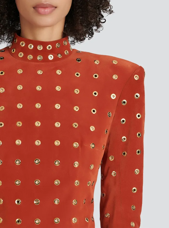 Balmain Dresses Womens X Netflix Short Suede Dress Brown Balmain Dresses Womens X Netflix Short Suede Dress Brown