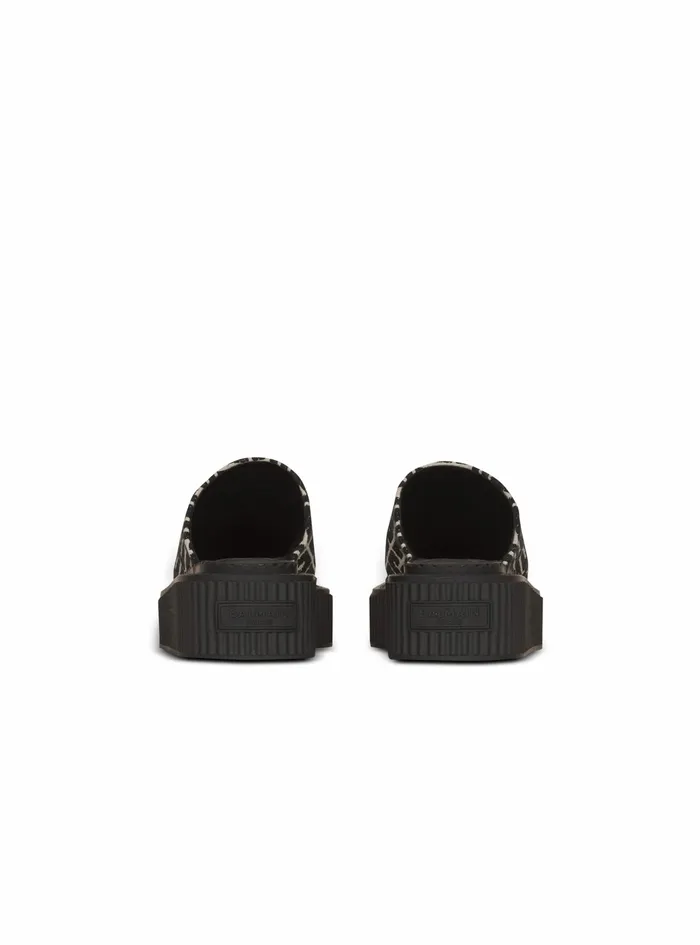 Balmain Flats Womens Bicolor Jacquard Uda Mules Black