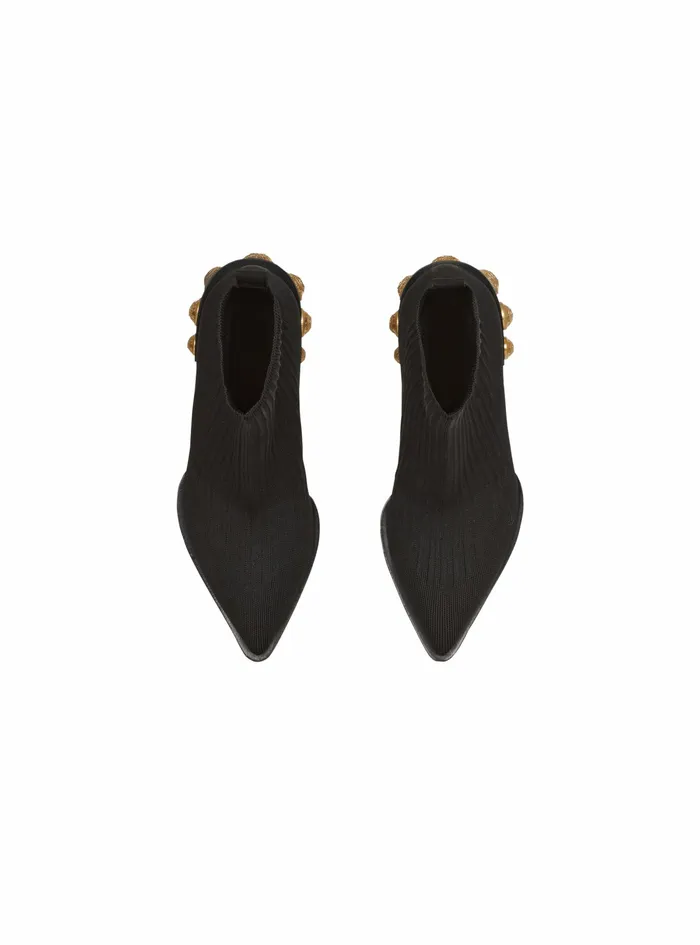 Balmain Flats Womens Stretch Knit Coin Ankle Boots Black