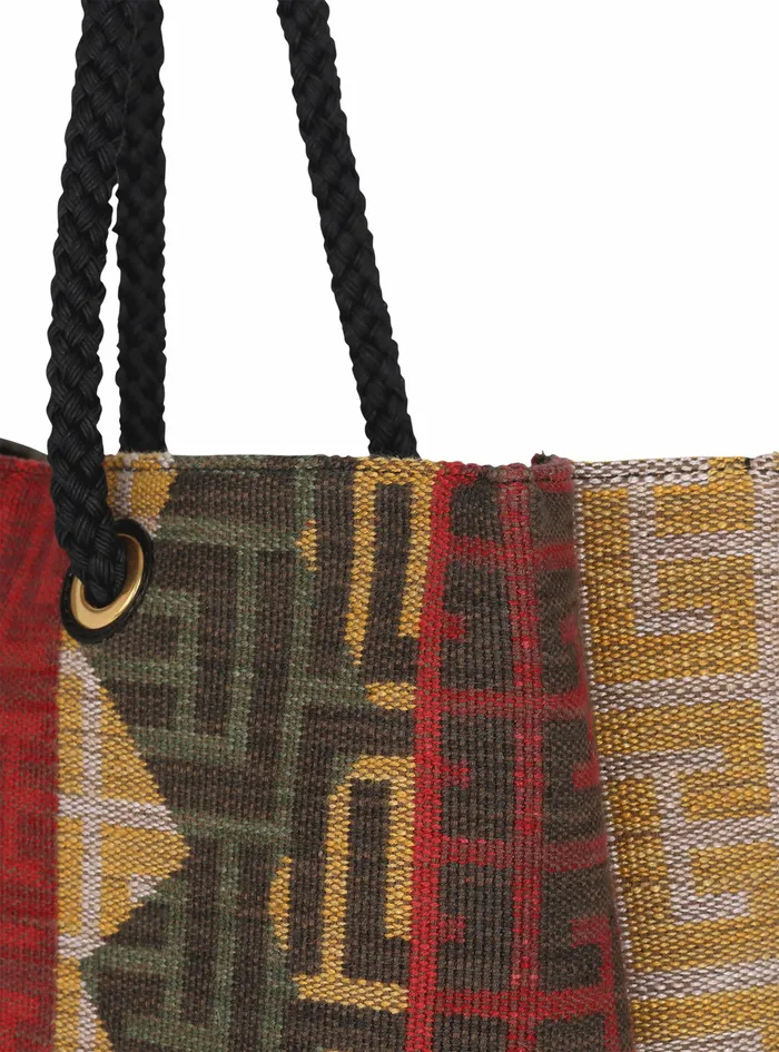 Balmain Folded Shopping Bags Womens LargeSized Multicolor Monogram Needlepoint Balmain Bag Multicolor Balmain Folded Shopping Bags Womens LargeSized Multicolor Monogram Needlepoint Balmain Bag Multicolor