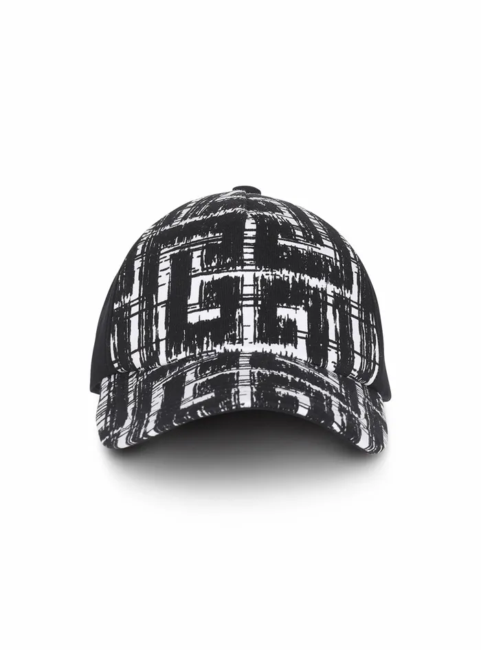 Balmain Hats Mens EcoDesigned Cap With Maxi Balmain Monogram Pattern Black