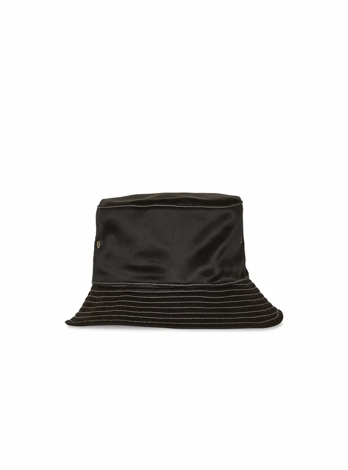 Balmain Hats Mens Satin Bucket Hat With Balmain Logo Black Balmain Hats Mens Satin Bucket Hat With Balmain Logo Black