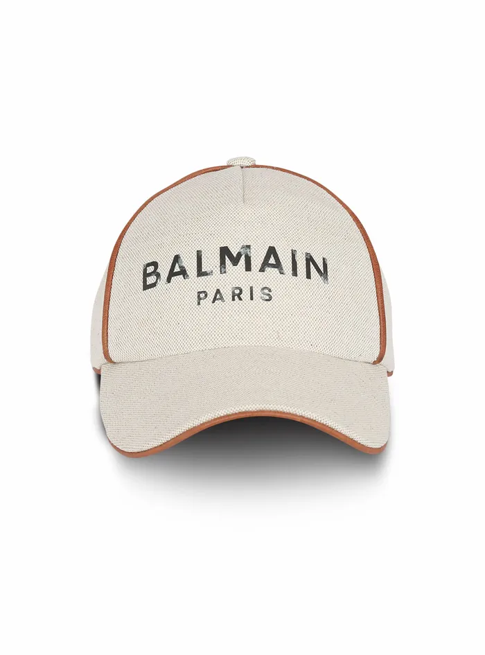 Balmain Hats Womens Cotton BArmy Cap With Balmain Logo White