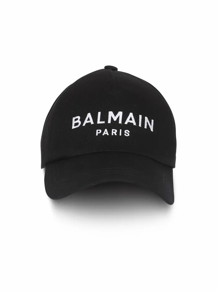 Balmain Hats Womens Cotton Cap With Balmain Logo Black