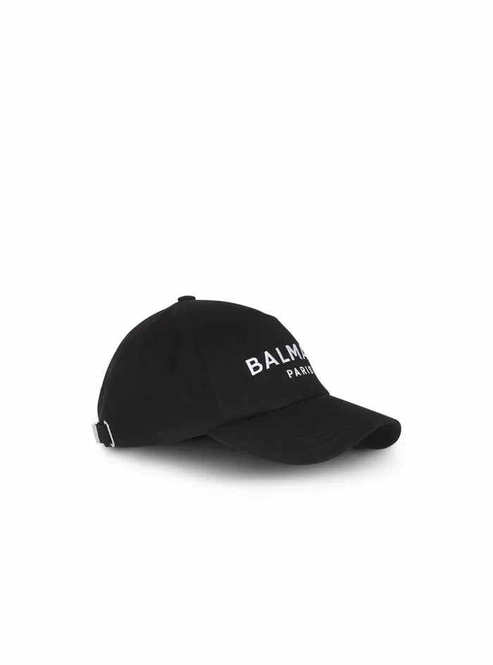 Balmain Hats Womens Cotton Cap With Balmain Logo Black Balmain Hats Womens Cotton Cap With Balmain Logo Black