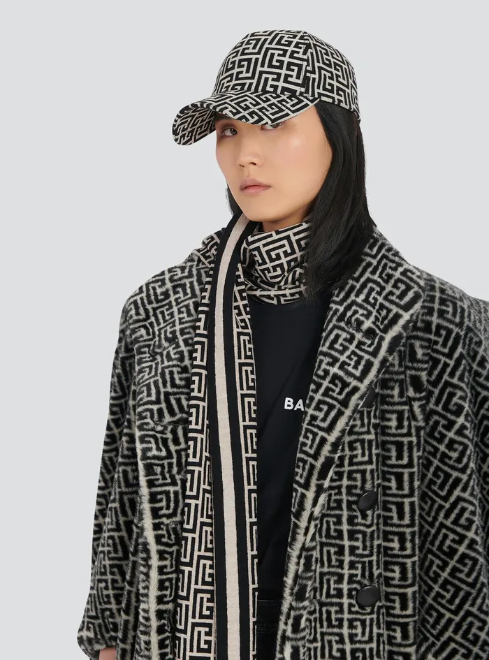 Balmain Hats Womens Cotton Cap With Balmain Monogram Black Balmain Hats Womens Cotton Cap With Balmain Monogram Black