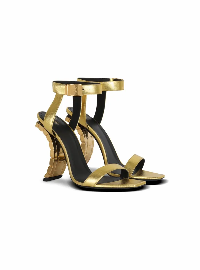 Balmain High Heels Womens Leather Ultima Sandals Gold Balmain High Heels Womens Leather Ultima Sandals Gold