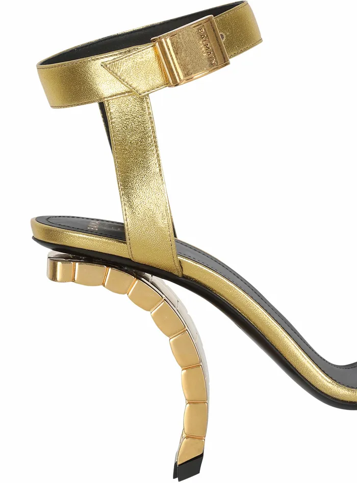 Balmain High Heels Womens Leather Ultima Sandals Gold Balmain High Heels Womens Leather Ultima Sandals Gold