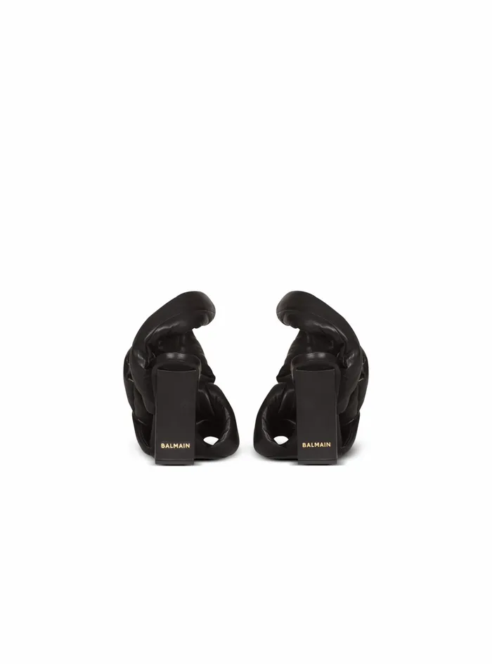 Balmain High Heels Womens Quilted Leather Ulla Sandals Black Balmain High Heels Womens Quilted Leather Ulla Sandals Black