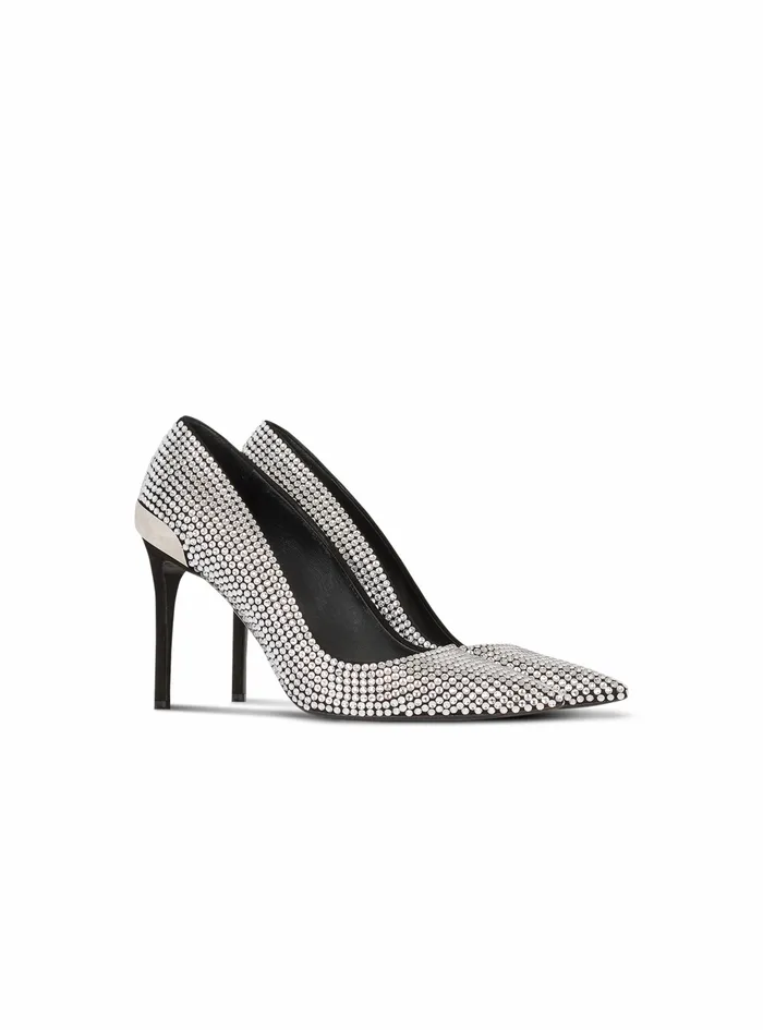 Balmain High Heels Womens Rhinestones Ruby Pumps Silver Balmain High Heels Womens Rhinestones Ruby Pumps Silver