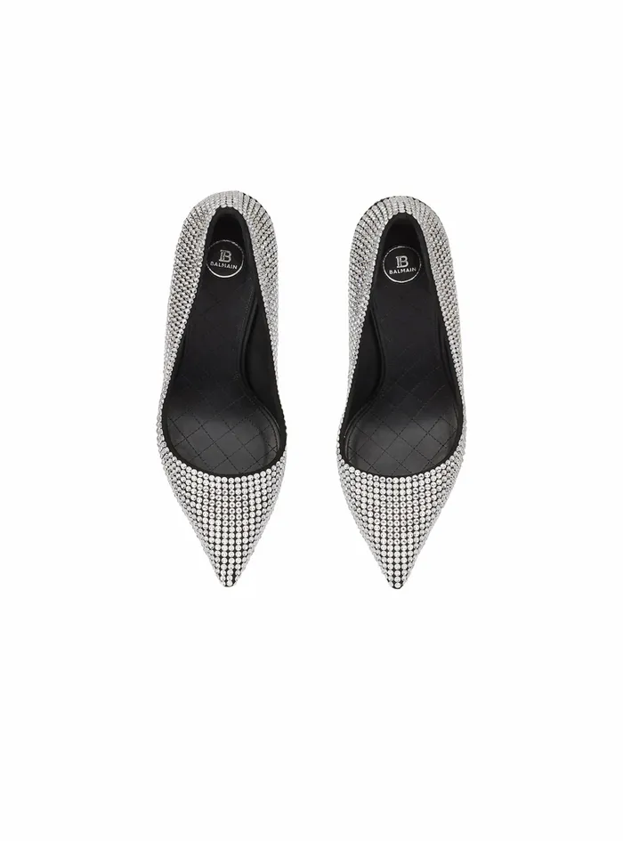 Balmain High Heels Womens Rhinestones Ruby Pumps Silver Balmain High Heels Womens Rhinestones Ruby Pumps Silver