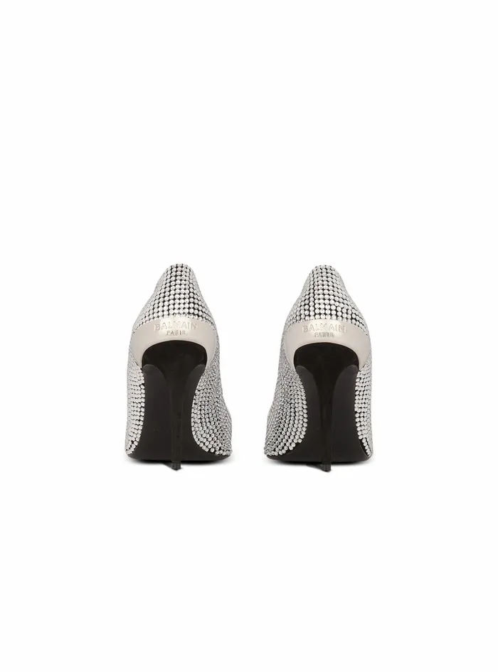 Balmain High Heels Womens Rhinestones Ruby Pumps Silver Balmain High Heels Womens Rhinestones Ruby Pumps Silver