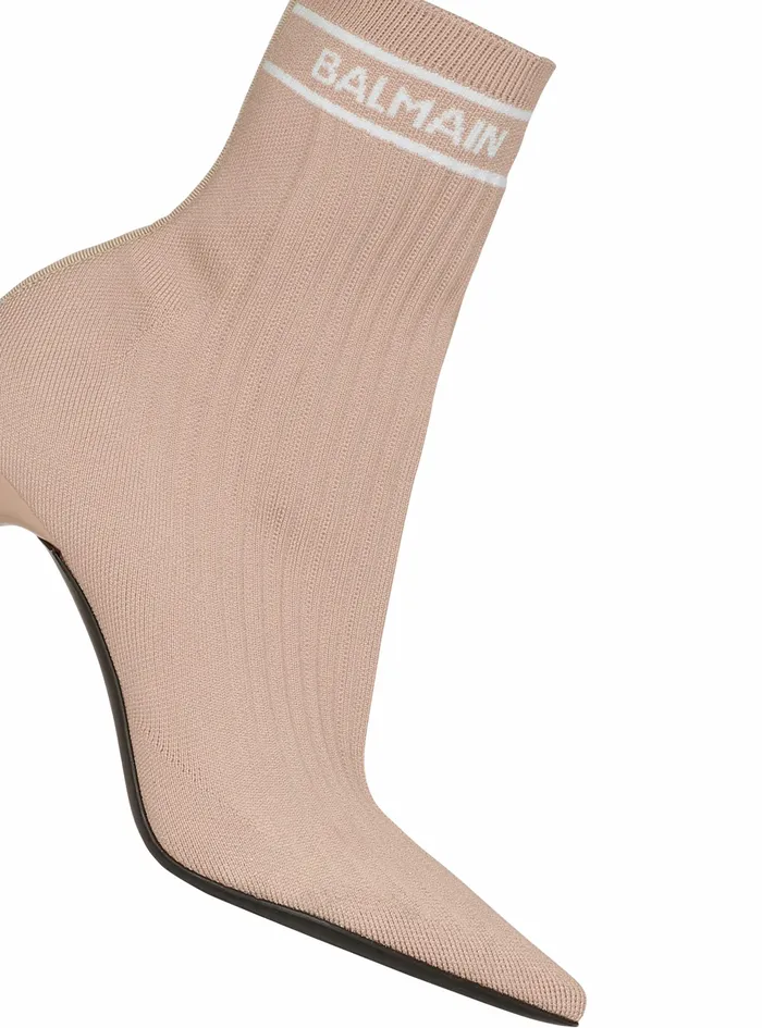 Balmain High Heels Womens Stretch Knit Skye Ankle Boots Pink Balmain High Heels Womens Stretch Knit Skye Ankle Boots Pink